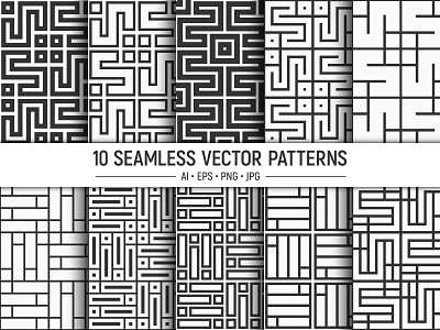 10 seamless geometric korean vector patterns