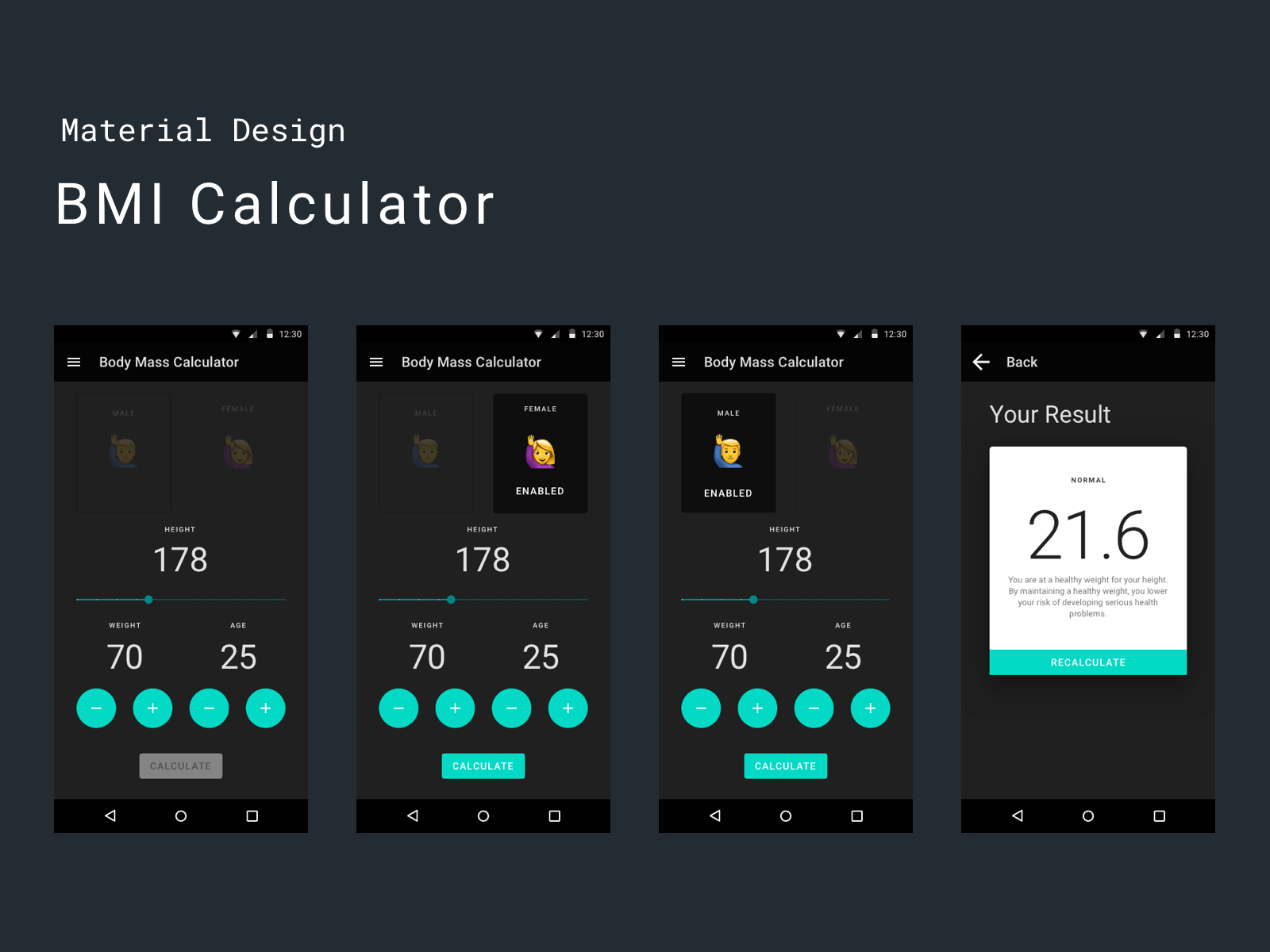 Flutter Template Material Design UI – BMI Calculator App by UI kitty on