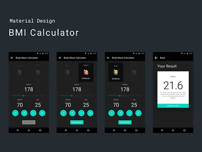 Flutter Template Material Design UI – BMI Calculator App android app design flutter ios app design material material design material ui materialdesign mobile app design mobile design mobile ui