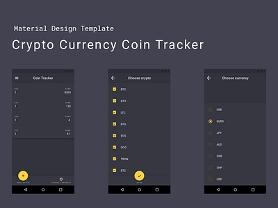 Flutter Template Material Design UI Crypto Currency Coin Tracker android app design app crypto flutter ios app design material material design material ui materialdesign mobile app design mobile design mobile ui uiux