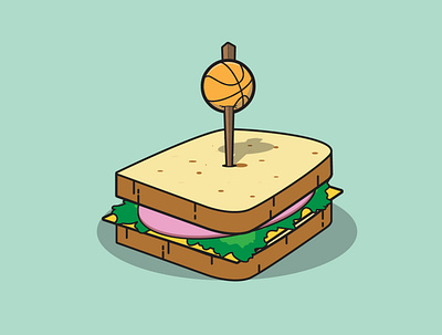 Basketballwich basketball cartoon illustration sandwich