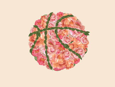 Summer flower ball basketball botanical design flower illustration summer