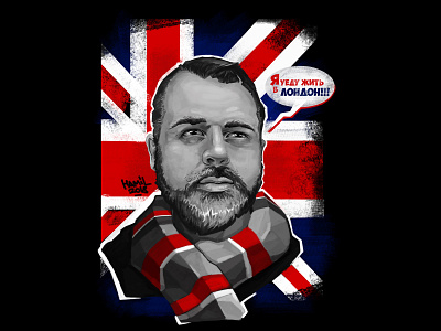 Digital portrait digital painting drawing illustration london flag man photoshop portrait