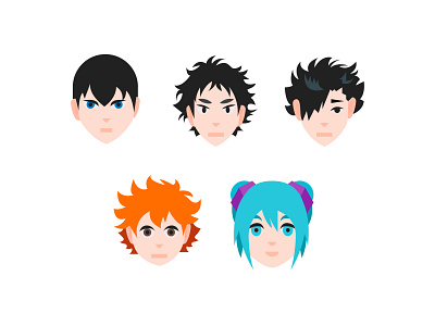 Anime Characters in Color Style anime anime characters anime icons cartoons head icons