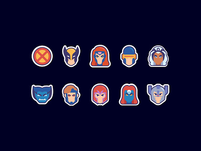 Stickers: X-men characters icon pack icons stickers superheroes x men