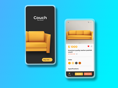 Couch Selling Store - Mobile app ui design