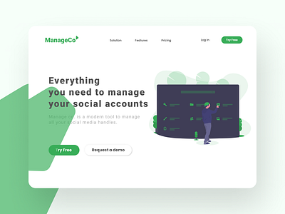 Landing page design for a Sass product branding design illustration logo minimal typography ui uiux ux vector web website