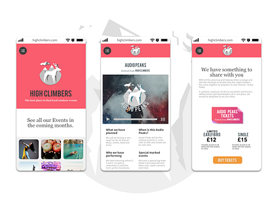 Mobile High Climbers UI Trial Pages affinity designer design ui vector web design wireframe