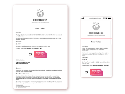 High Climbers Invoice - Audio Peaks Web and Mobile affinity designer branding design invoice reciept ui vector web