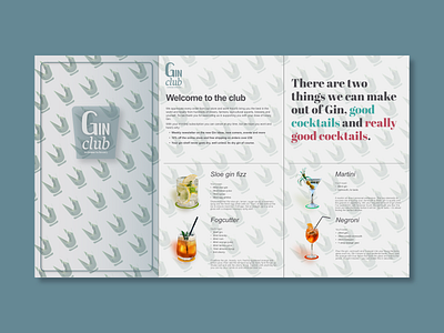 Gin Club Insert affinity designer branding design gin illustration leaflet pamflet vector