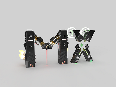 Playoff-MX-Logitech-Lettering Alternative 3d 3d art adobe dimension branding controller design icon logitech mx playoff prototype robot typography