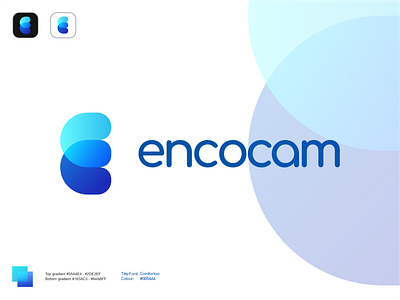 Mockup: Encocam v2 Spread affinity designer blue branding design encocam icon illustration logo mockup rebranding vector