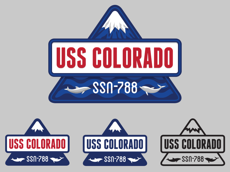 USS Colorado Crest, Triangular version crest submarine badge navy colorado mountain dolphin