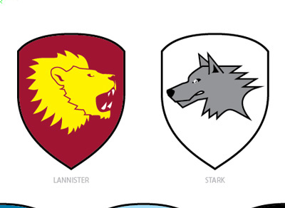House Sigils, early a song of ice and fire animals game of thrones lion logos shields wolf