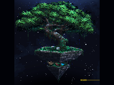 Tree Commission commission digitalart illustration landscape madeinaffinity pixelart pixelartist pixelpainting