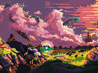 Journey digitalart fanart hyrule illustration landscape madeinaffinity pixelart pixelartist pixelpainting