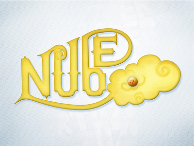 Nube "Flying Cloud" Lettering anime blue cloud dragonball flying handlettering lettering manga nube sky typography yellow
