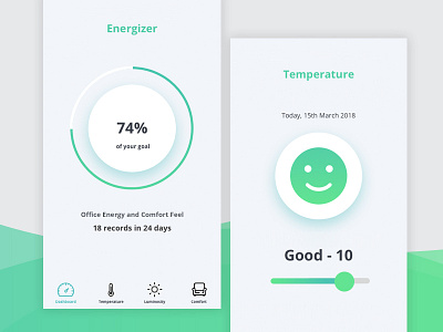 Energizer App app comfort energy ios mobile ui ux