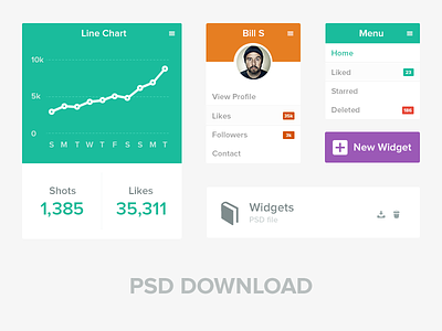 Flat UI Widgets charts donut download flat freebie line list profile psd widgets