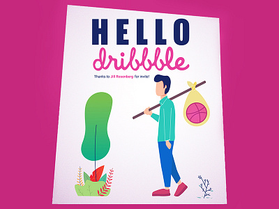 Hello Dribbble colors debut first hello illustration shot