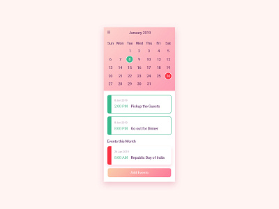 Calender #dailyui challenge 38