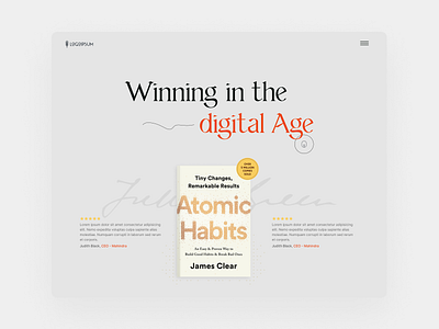 Landing Page Design for a Book abstract website book website landing page typography ui website design