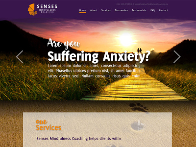 Senses website anxiety calgary coaching home landing mindfulness page senses