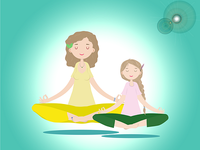 Family daughter family girl icon illustration meditation mother vector web yoga