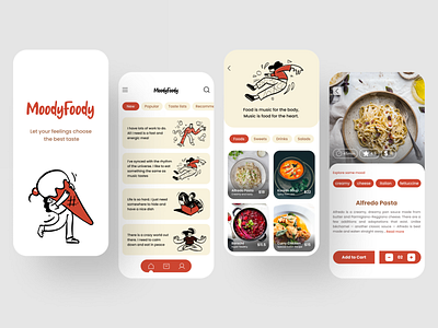 MoodyFoody; A fun food delivery app app design food delivery app ui