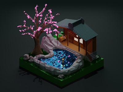 Japanese Onsen | 3D Low-poly