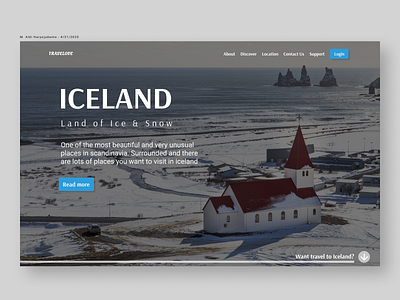 Travelove - Explore Iceland design simple travel ui web