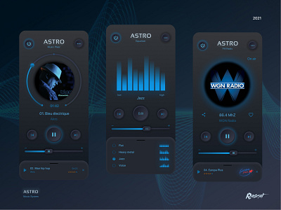 ASTRO- Music Player App app blue music music player ui uiux