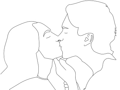 Kising Couple couple graphic design illustration illustrator line art romantic couple ux vector