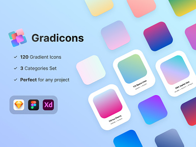 Library of gradients for Web, iOS and Android app colors colorscheme design icon minimal ui vector web