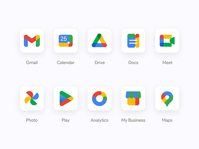 Alternative icons of Google services branding colors graphic design logo vector