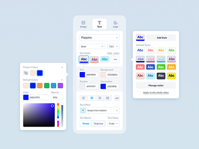 Social video maker inspector menu app collections colors colorscheme design editor icon ui ux webapp webdesign
