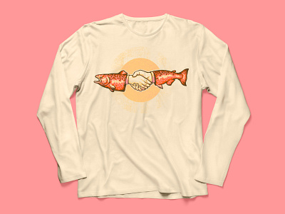 Salmon Hands Shirt apparel design illustration