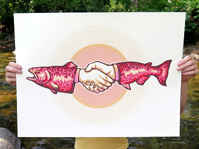 "Welcome Back Salmon" Screenprint art gigposter graphic design illustration poster procreate salmon screenprint trout