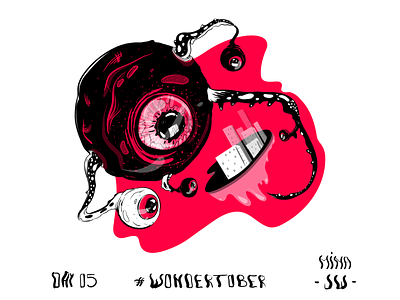 Surveillance Dystopia digital digital drawing illustration ink inktober inktober2019 monster panopticon reds sticker surveillance