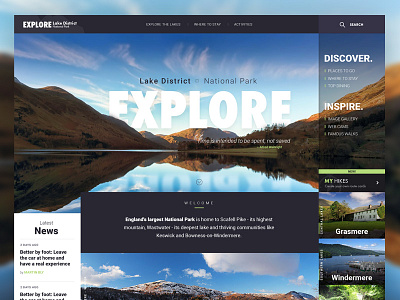 Explore | Lake District lake district redesign tourism ui ux visual web design