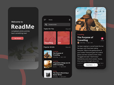 ReadMe - Reading App article app article design reading app reading list