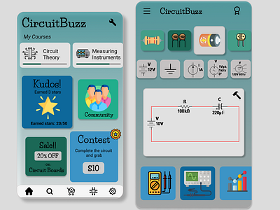 CircuitBuzz app circuit components connect courses design education electric electronic meters ui