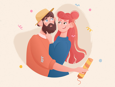 Happy boy character characterdesign confetti couple cute design dribbble flat girl graphic graphics illustration illustration art illustrations lover minimal subscribe vector vector art