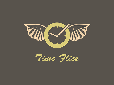 Time Flies clock design logo time