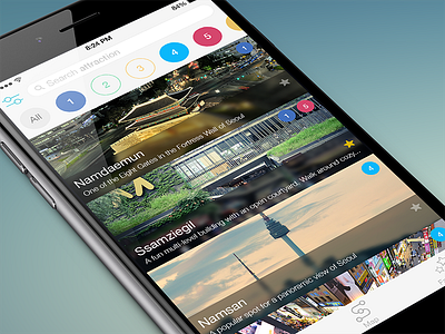 Attractions List View UI description iphone list photo picture ui view