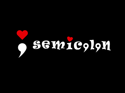 Semicolon + Heart black design heart illustration logo programmer programming red semicolon