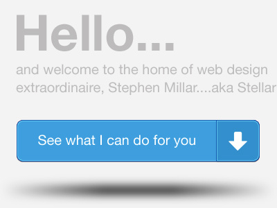 Hello... arrow blue button hello personal portfolio shadow web website