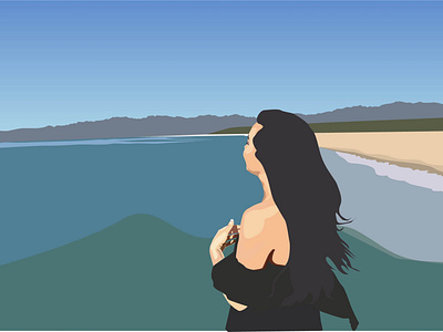 Ocean Breeze Vector Illustration Portrait