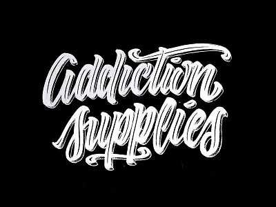 Addiction Supplies Logo calligraphy custom handmade ink lettering typography