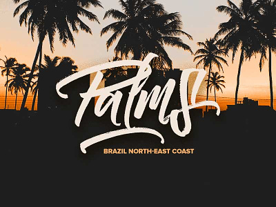 Palms calligraphy custom digital handmade lettering palm sunset trees typography